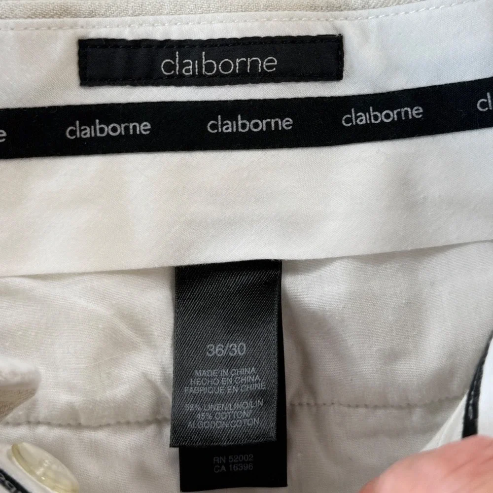Claiborne Linen‎ Casual Pants Men's Beige Size 36x30 - Fit 34x28 Beach Vacation
